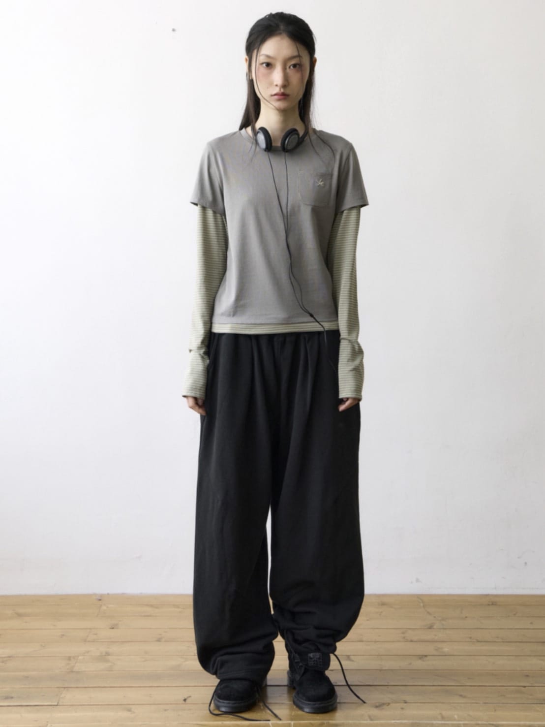 【THECOLDESTMOMENT】TCM stripe layered long sleeve