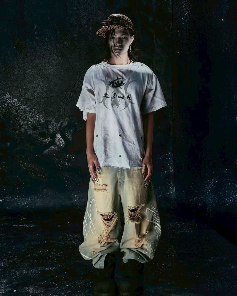 【Cozy world Wide】"CHAOS GIRL" WAXED T SHIRT