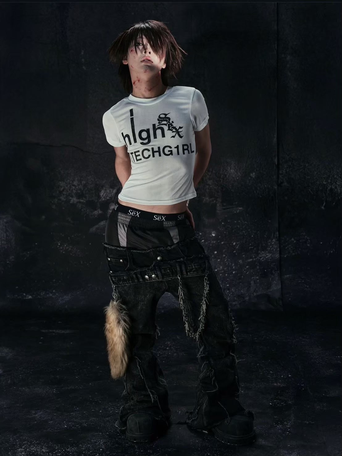 Cozy world Wide】COZY25 TRIPPLE LAYER WAXED FLARED JEANS