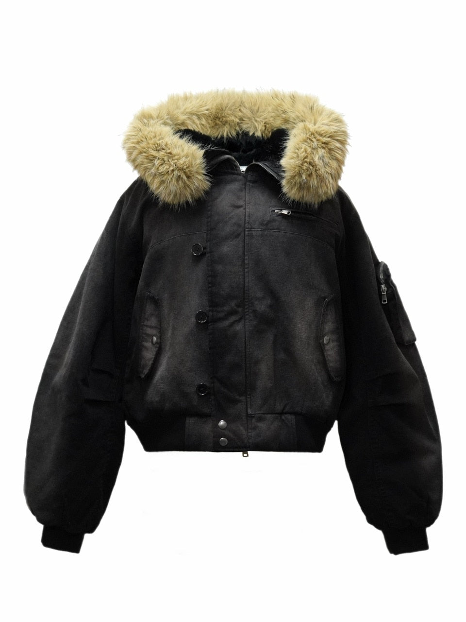 【CHIKASHITSU PLUS HIGH】N-2B cropped hood blouson (denim)