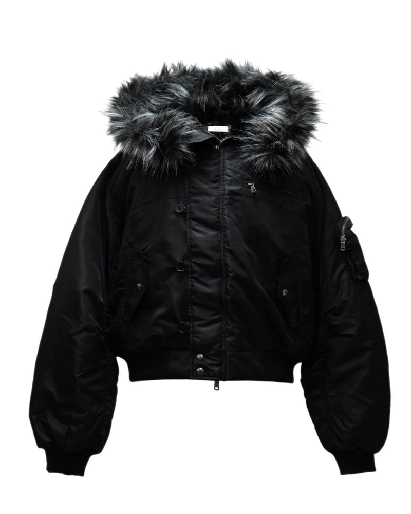 【CHIKASHITSU PLUS HIGH】N-2B cropped hood blouson (nylon)