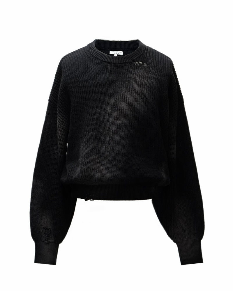 【CHIKASHITSU PLUS HIGH】Cropped spray dyeing knit