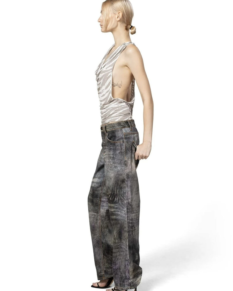 【RACER WORLDWIDE】Mud-Printed Denim Pants