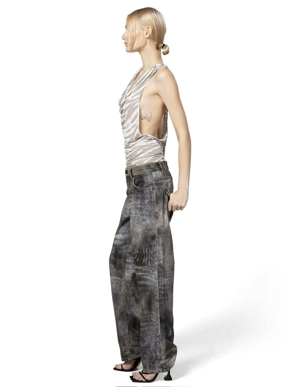 【RACER WORLDWIDE】Mud-Printed Denim Pants