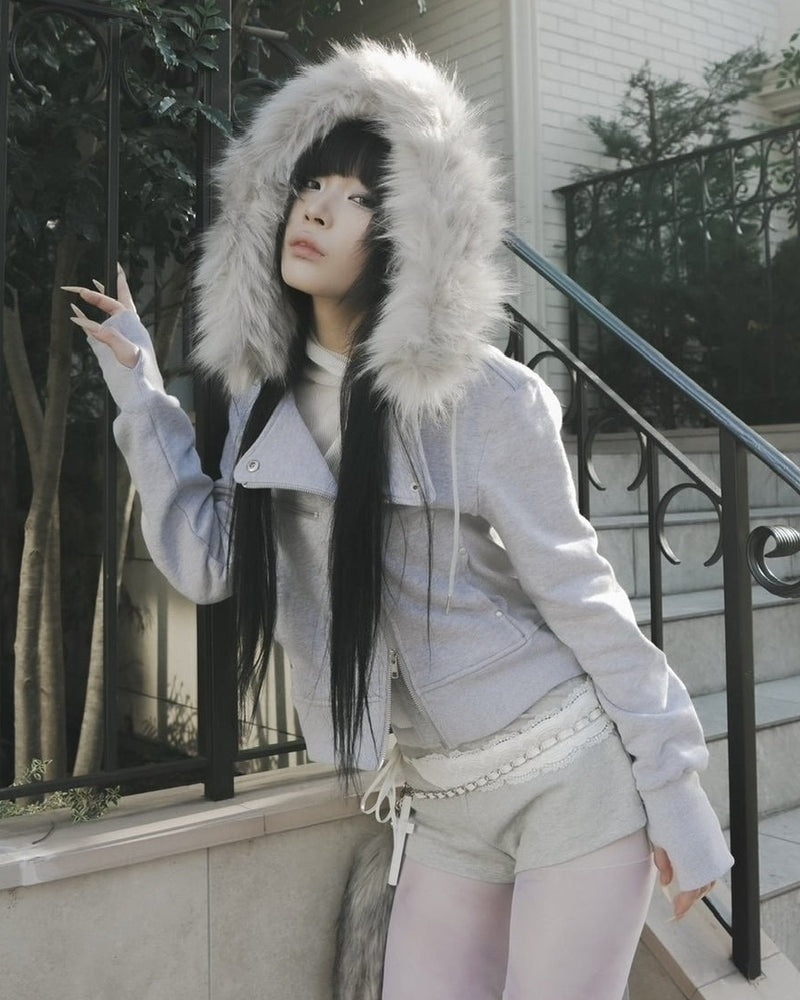 12/20 20:00発売【NOT KNOWING】RIDER FUR HOOD ZIP UP /【ノットノーイング】ライダーファーフードジップアップスウェット