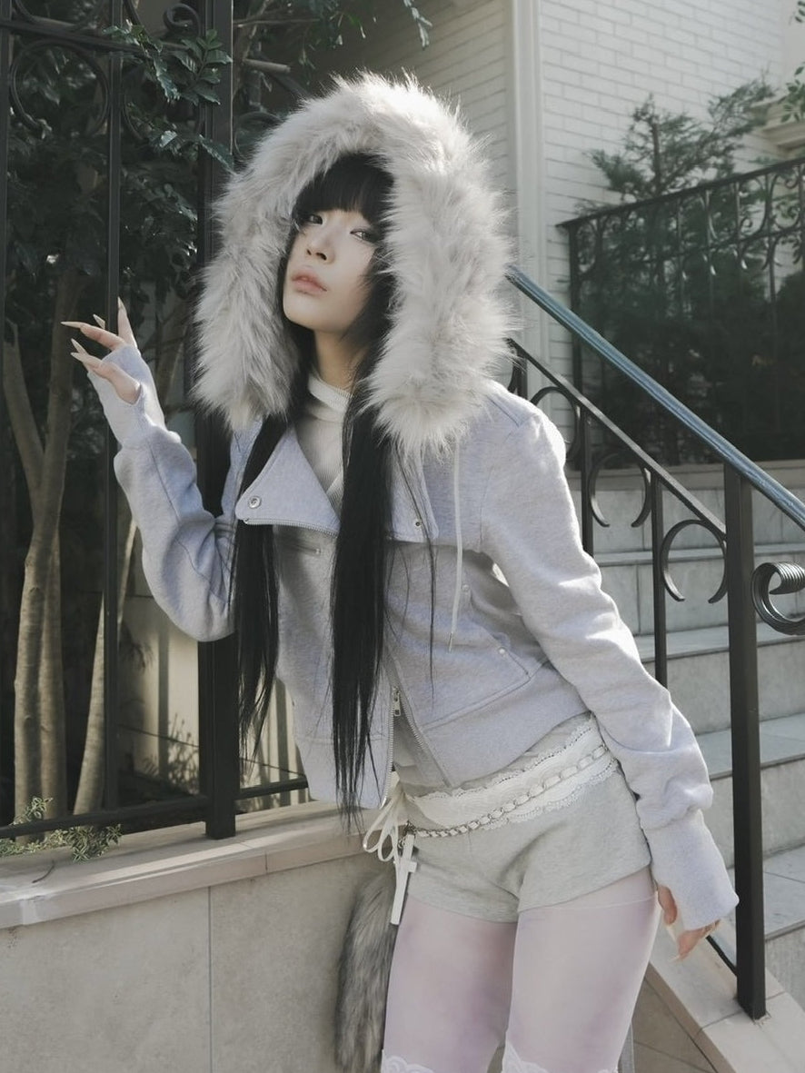 12/20 20:00発売【NOT KNOWING】RIDER FUR HOOD ZIP UP /【ノットノーイング】ライダーファーフードジップアップスウェット