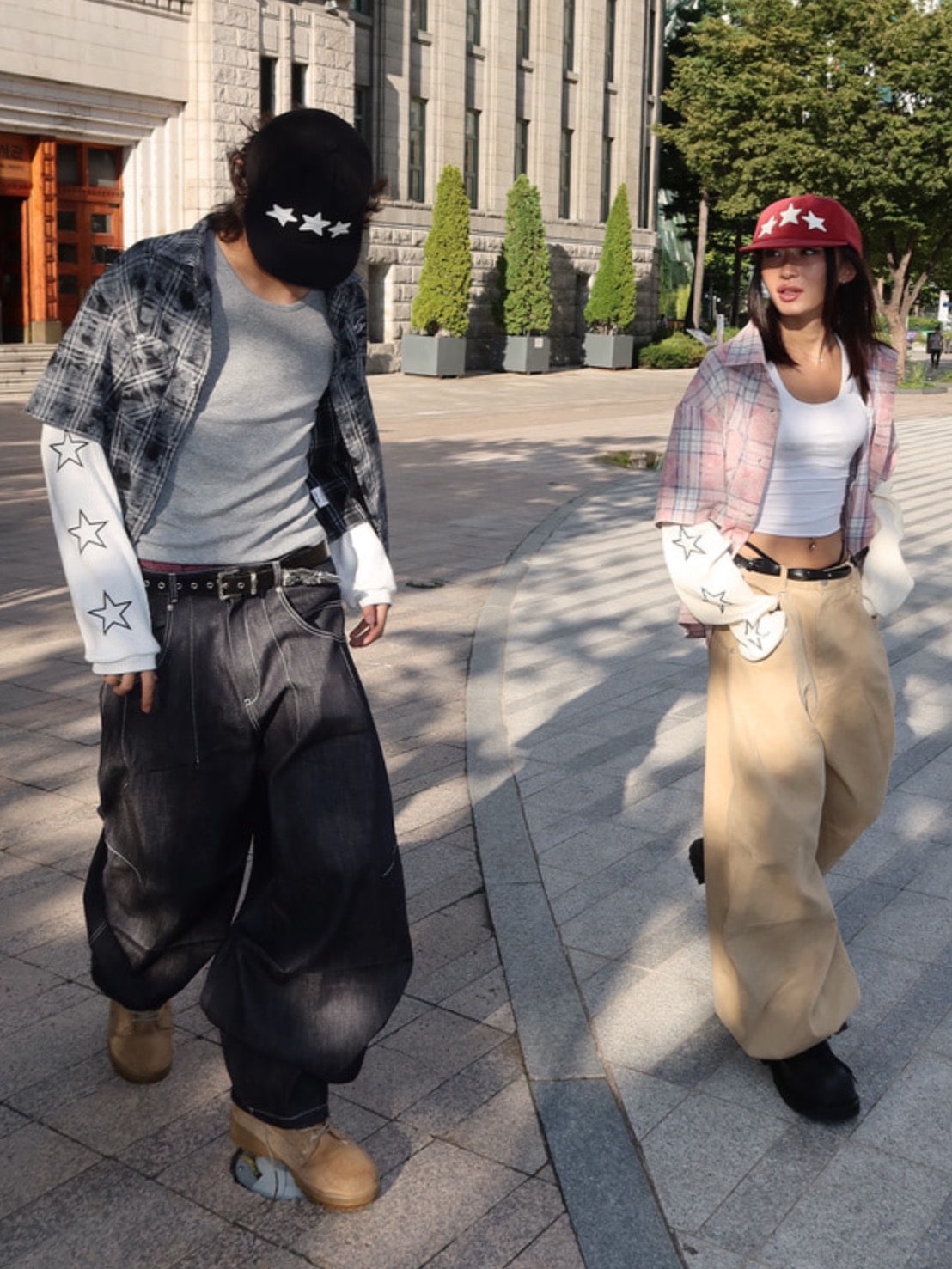 【IFEELLUCKY】Double layered waffle check shirt