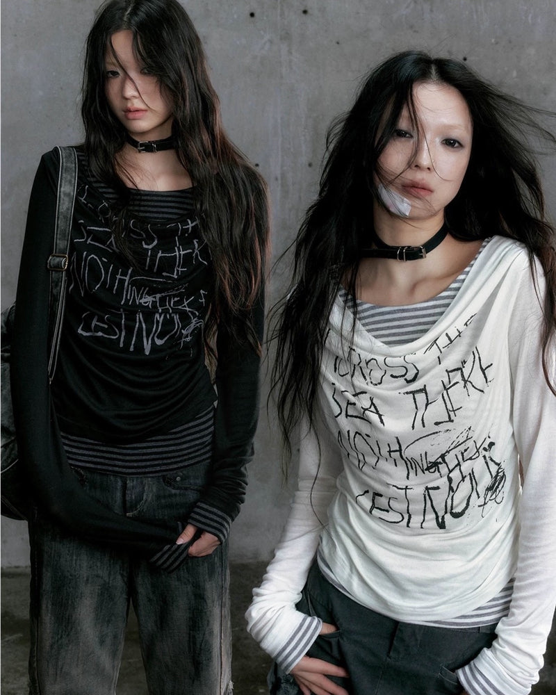 【Cest Nous】Border Patchwork T-Shirt
