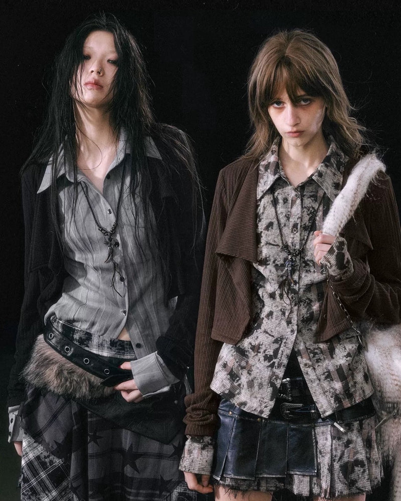 【Cest Nous】Two-in-One Shirt / 【セヌー】カーディガンセットレイヤードシャツ