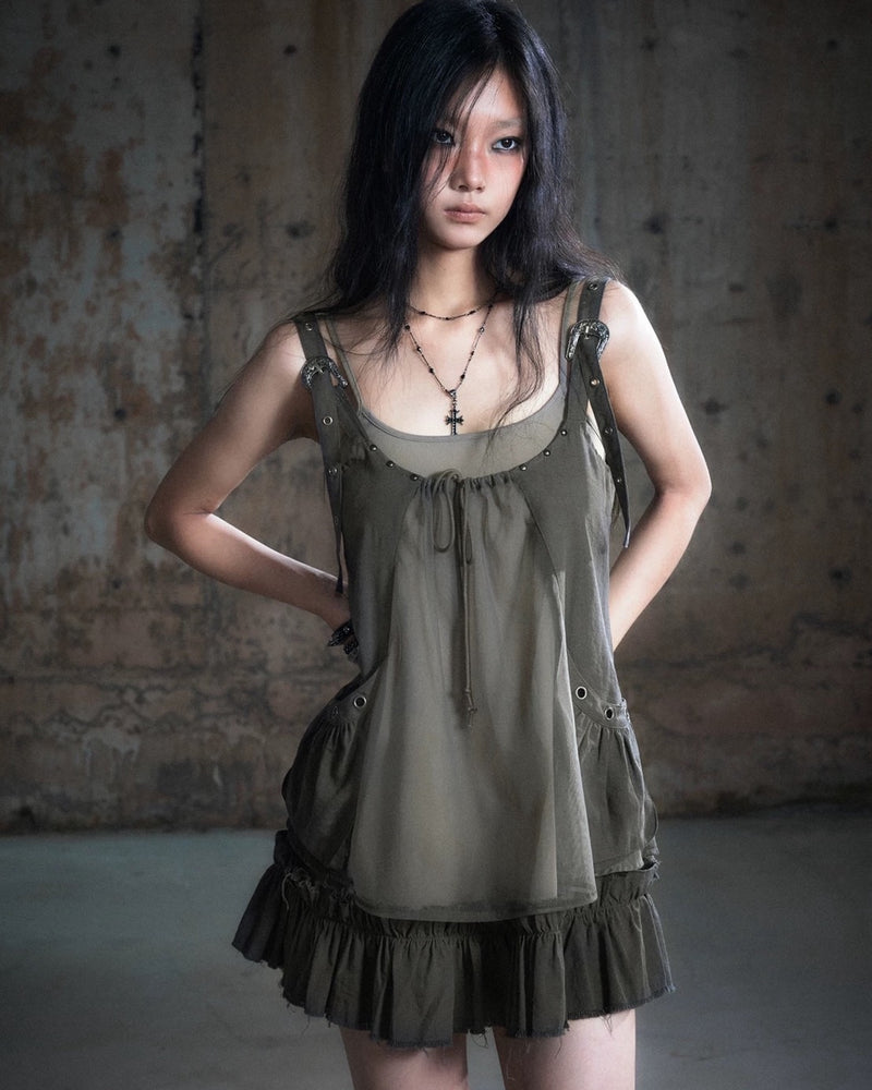 【Cest Nous】Two-piece Dress / 【セヌー】レイヤードキャミワンピース