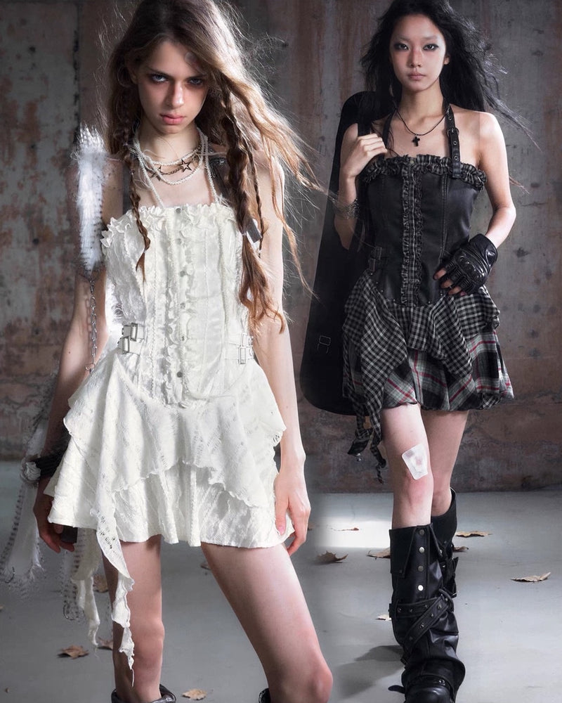 【Cest Nous】Belted Halter Dress / 【セヌー】ベルトホルターフリルワンピース