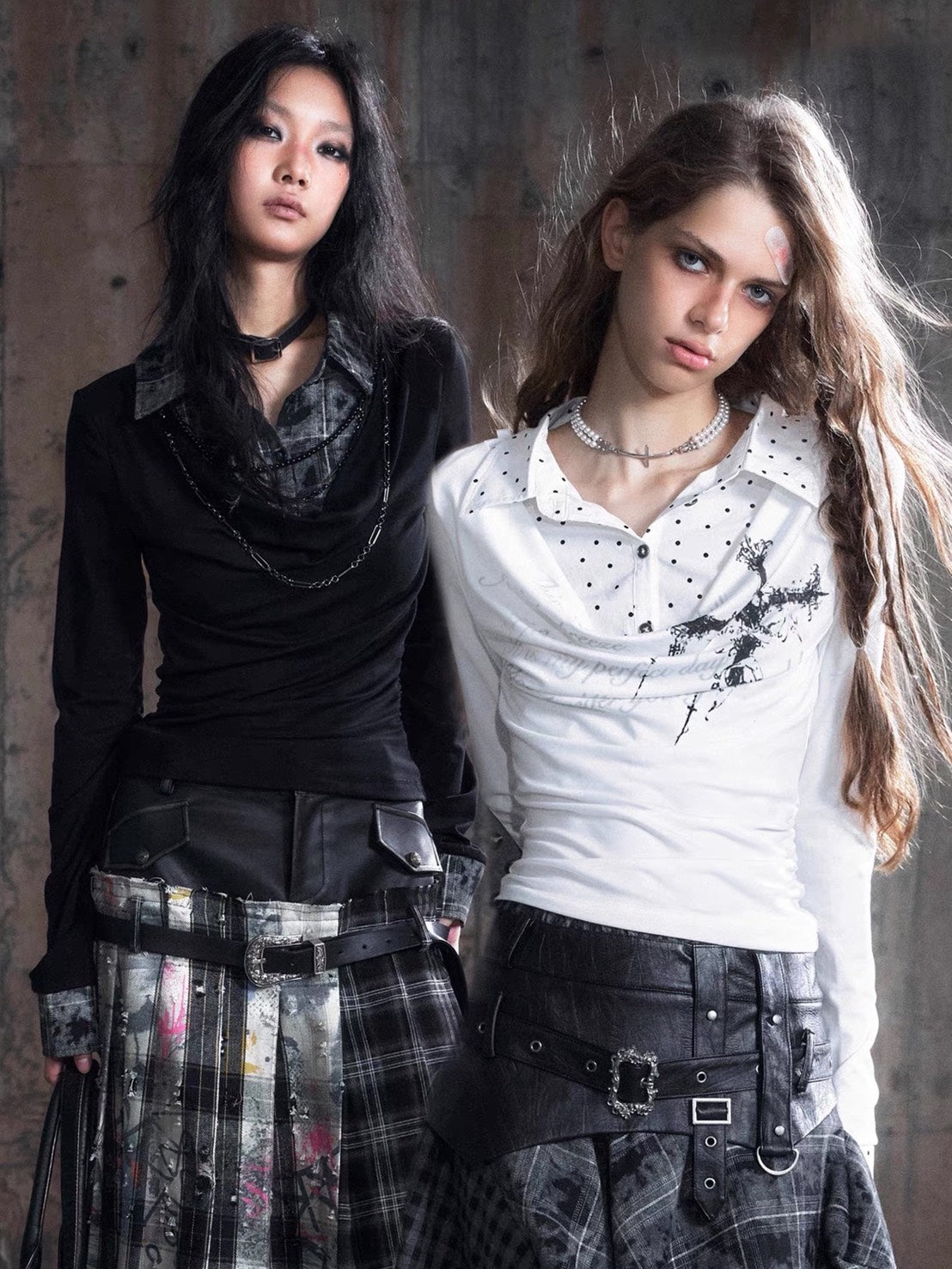 【Cest Nous】White Polka Dot Top / 【セヌー】レイヤードドットシャツ