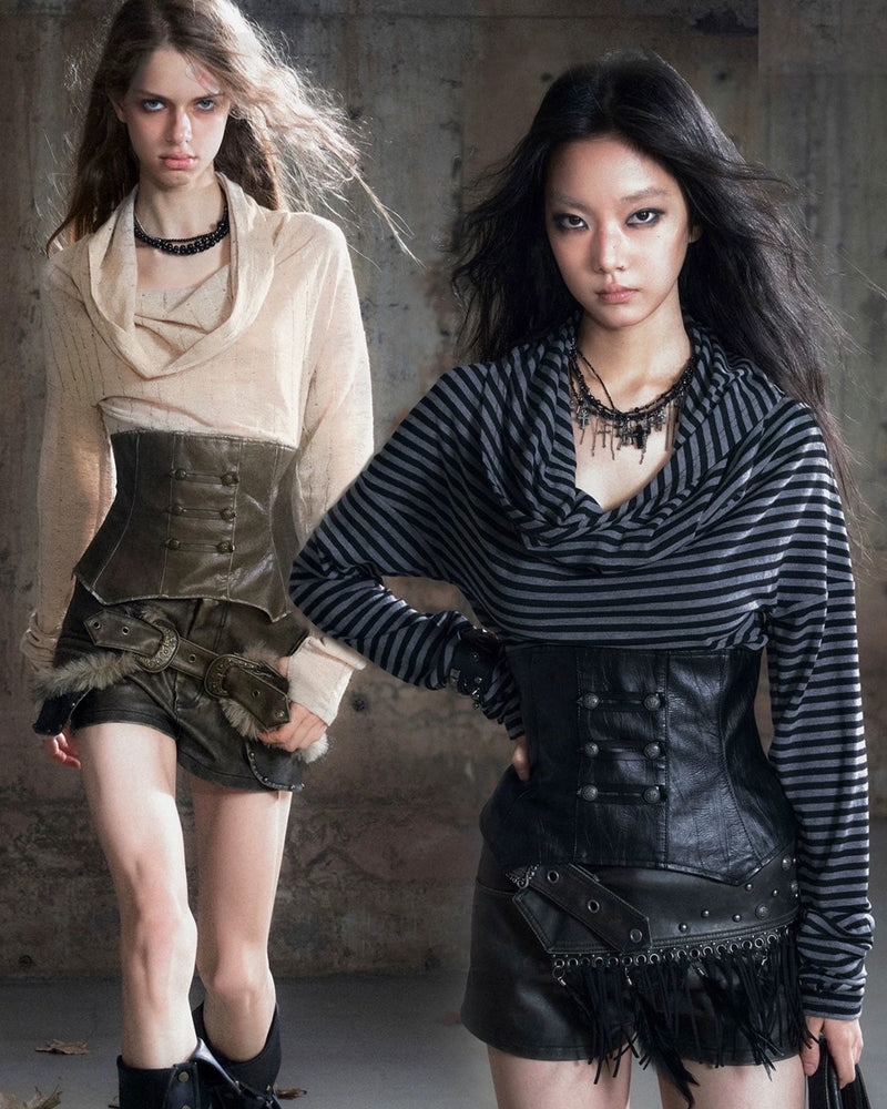 【Cest Nous】Corset Top / 【セヌー】タートルネックコルセットトップス