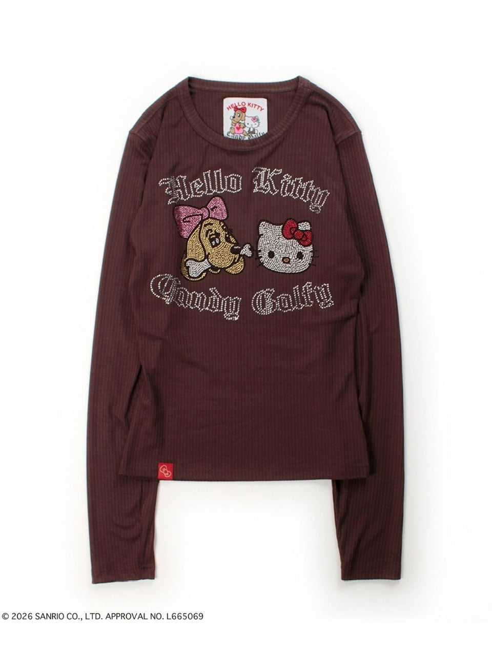 【GALFY×KITTY】キラキラキティガルTee / 【ガルフィー×キティー】ラインストーンシースルー長袖Tシャツ