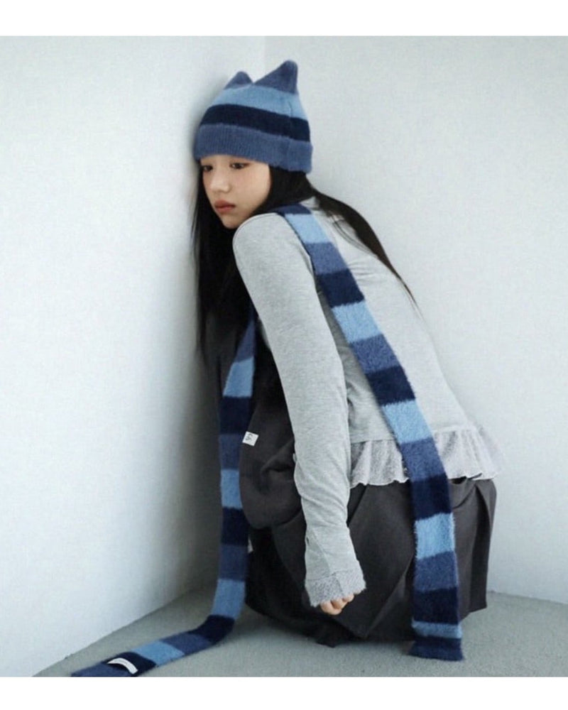 12/21 20:00 発売【Uglyshadow】SCARF FUR FRILL T-SHIRT