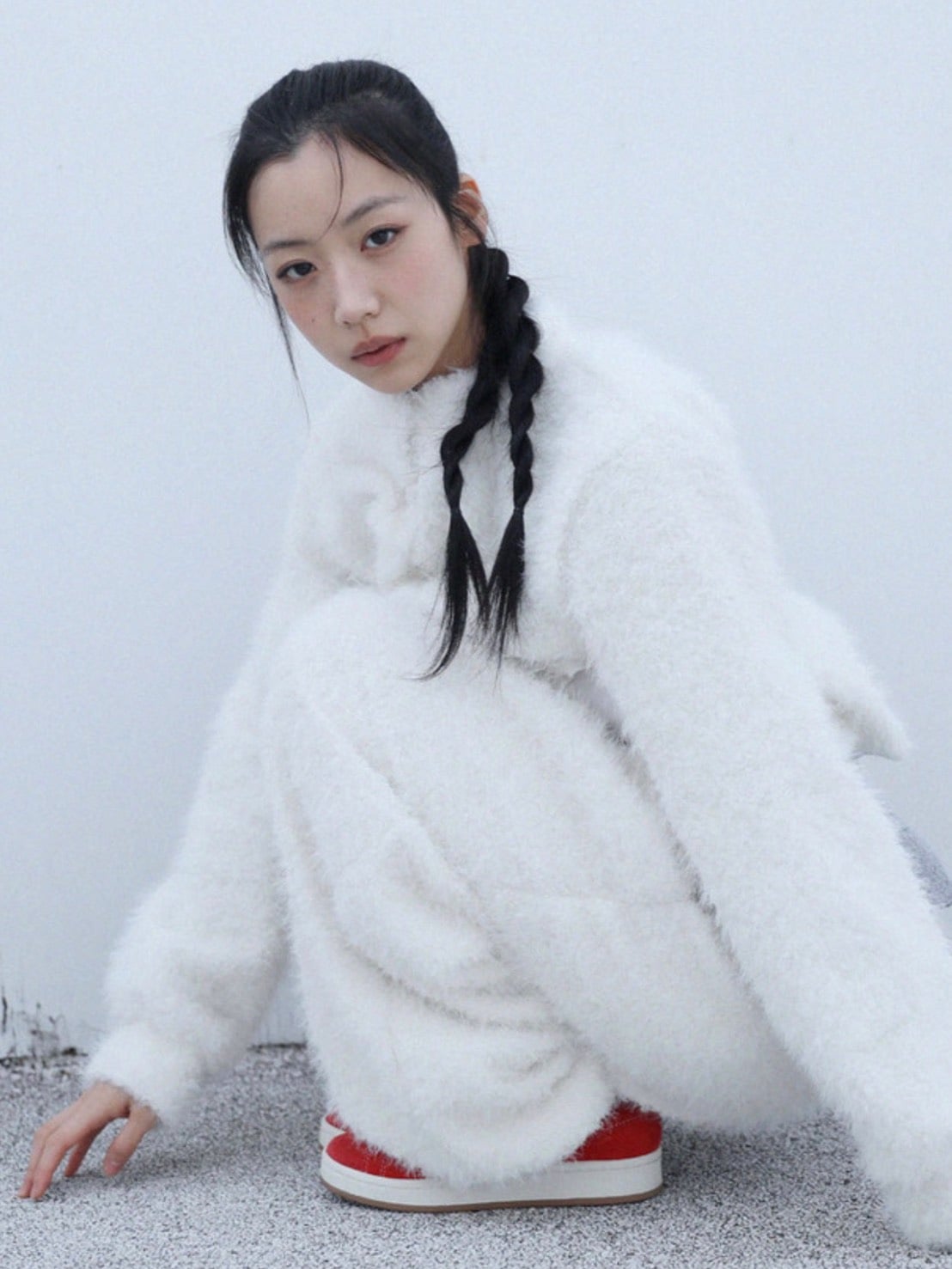 12/21 20:00 発売【Uglyshadow】BOUCLE KNIT WIDEPANTS