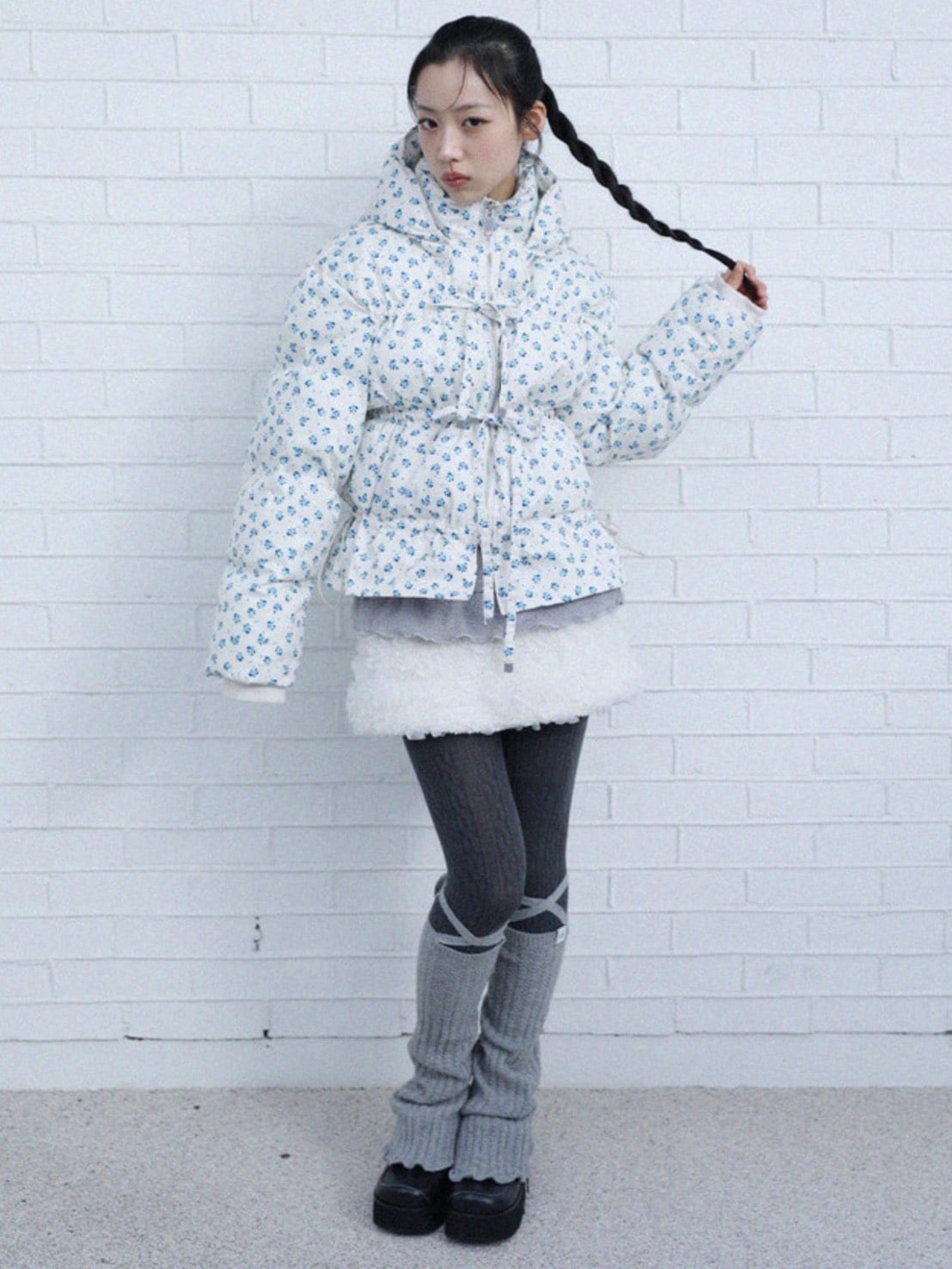 12/21 20:00 発売【Uglyshadow】LACE LONG KNIT WARMER