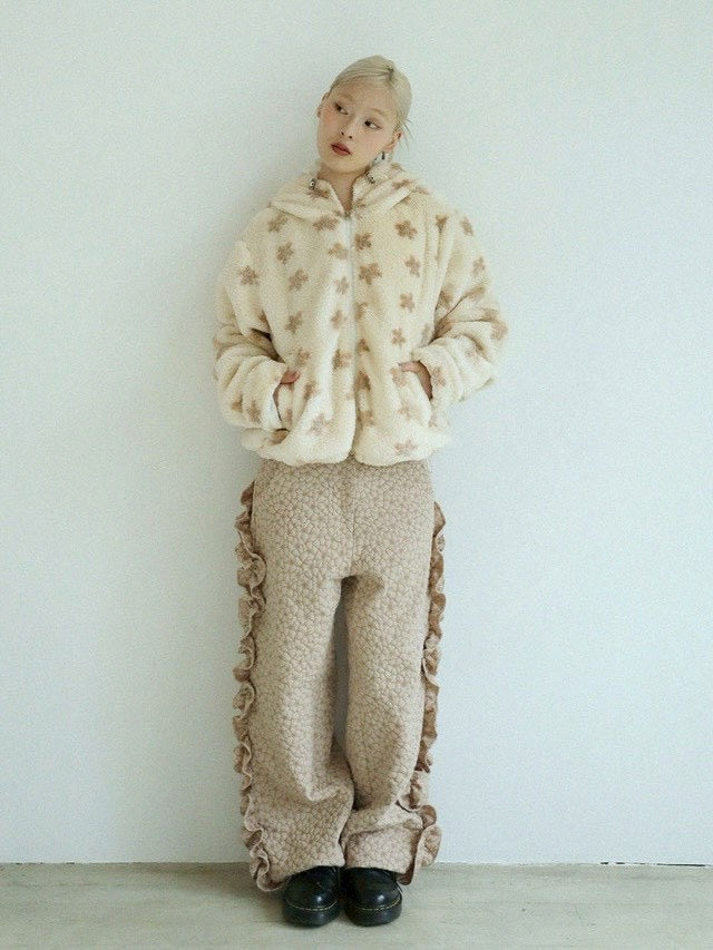 12/21 20:00 発売【Uglyshadow】FLOWER RUFFLE PANTS