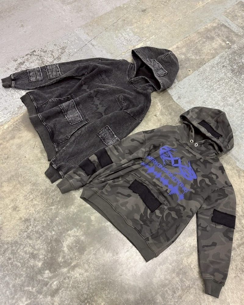 【Reckless Scholars】WOD STONE WAHS PATCH HOODIE / 【レックレス スカラーズ】デザインウォッシュプルオーバー