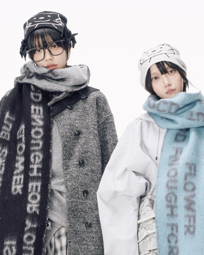 国際配送【Nerd out XU】drawing neko beanie / 【ナードアウトエックスユー】ドローイングネコニット帽 (2color)