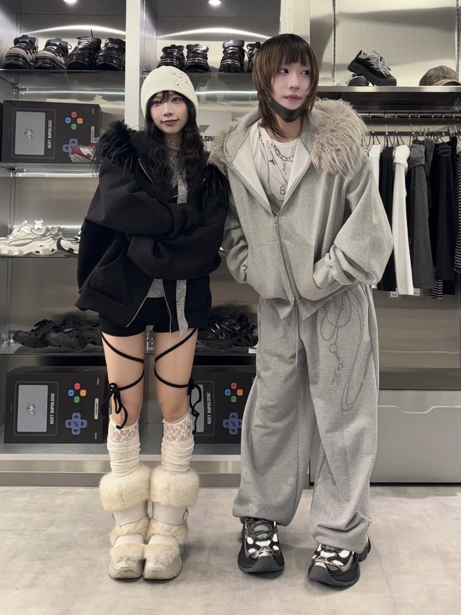 受注制【nmtc +】simple fur zip up hoodie 【エヌエムティーシープラス】シンプルファージップアップフーディ (2color)