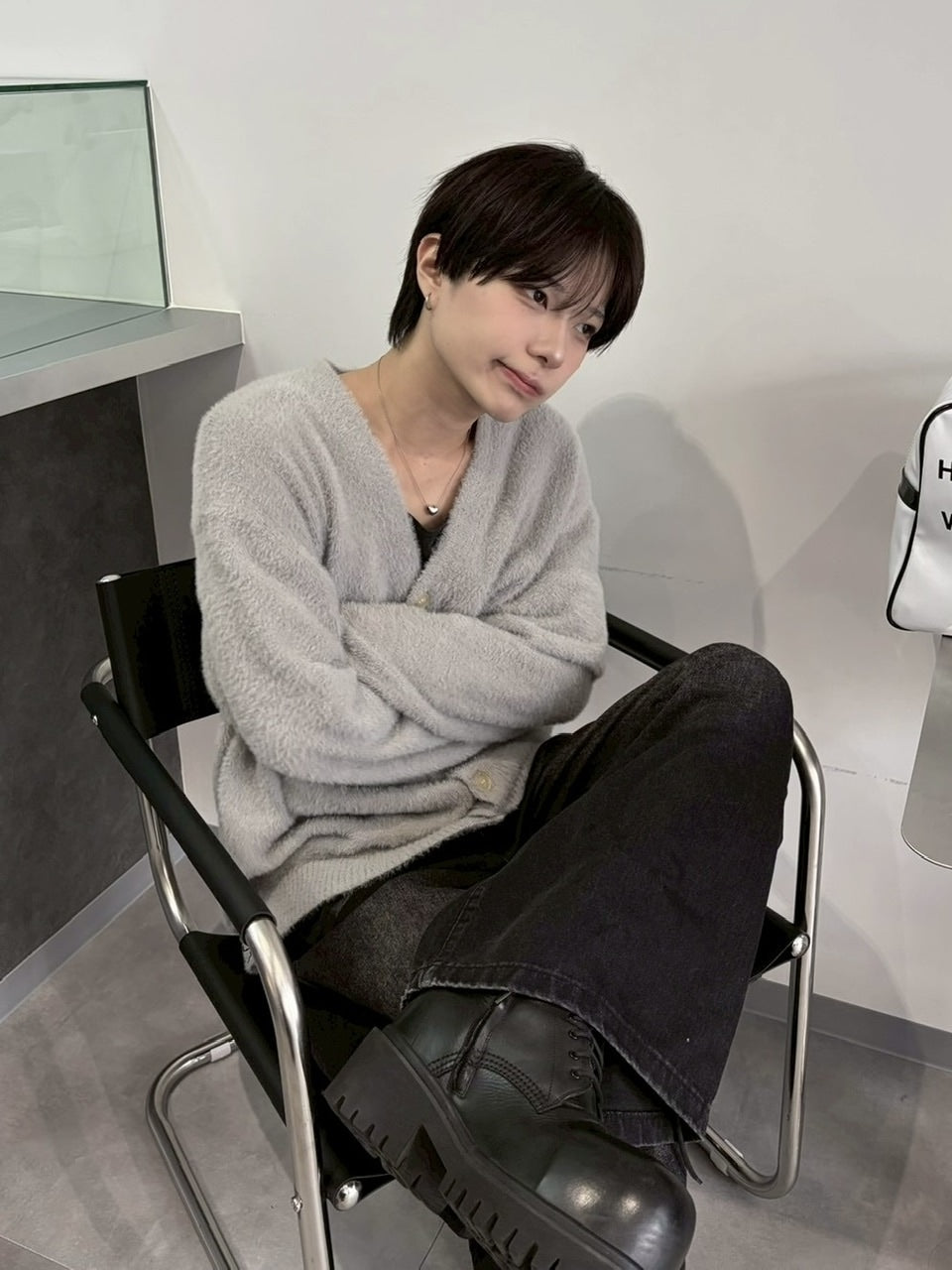 受注制【LUV CODE】shaggy knit cardigan (2color)