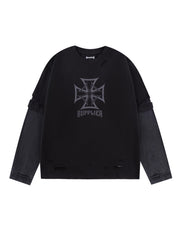 素材、身長まだ【SUPPLIER】Dusty Iron Cross Layered Long Sleeve Tee