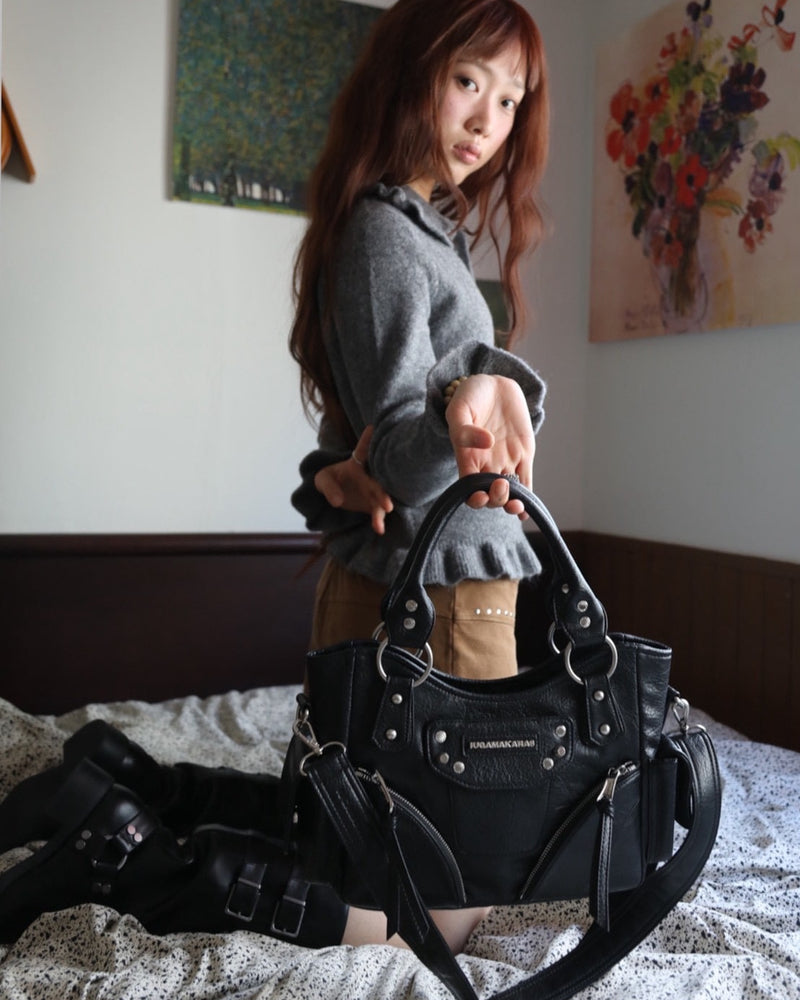 【IUGAMAKARAS】Studded Leather Mini Shoulder Bag