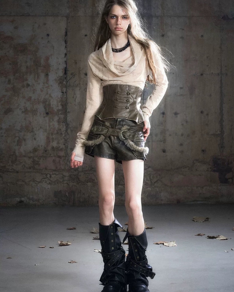 【Cest Nous】Studded Leg Chaps / 【セヌー】スタッズベルトレッグウォーマー