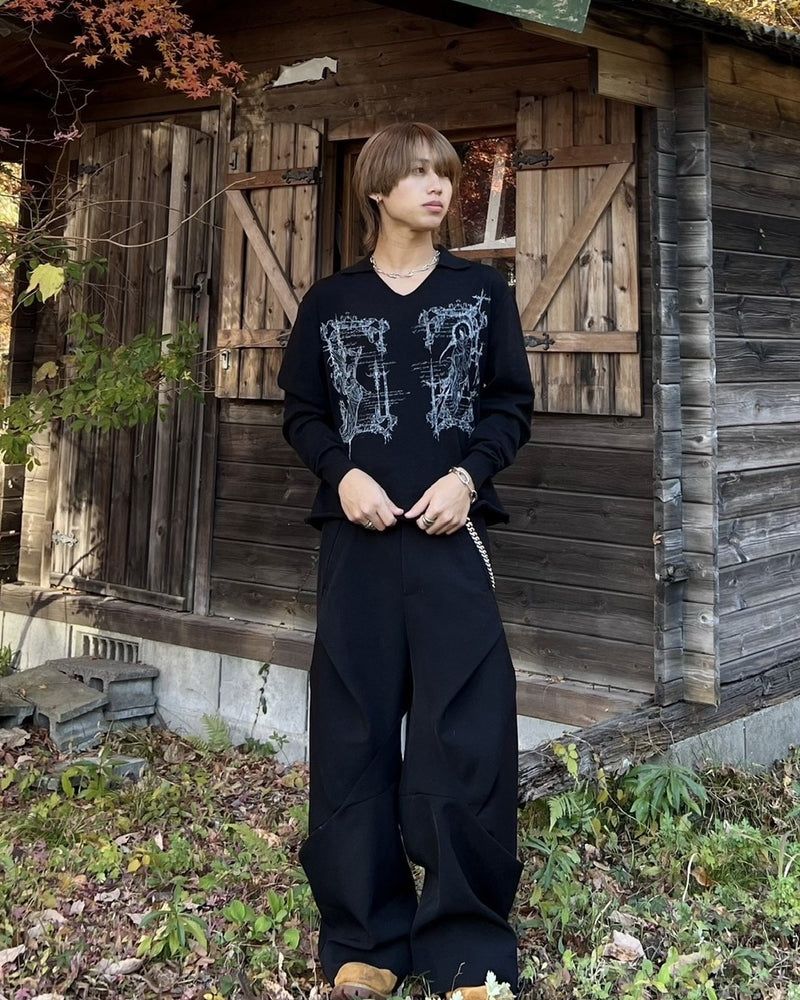 国際配送【RENOL】v neck knit polo