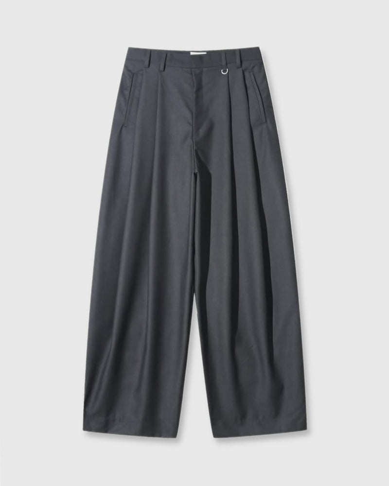 受注制【Chikashitsu +】two-tuck wide slacks / 【チカシツプラス】ツータックワイドスラックス (2color)