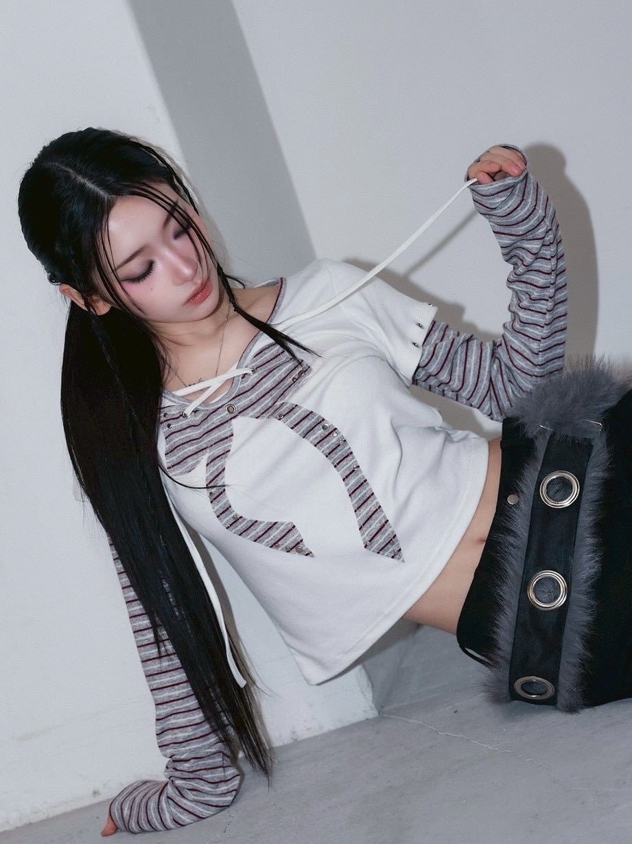 1/2 20:00発売【CHERRYQUIRI】punky bow layered tee