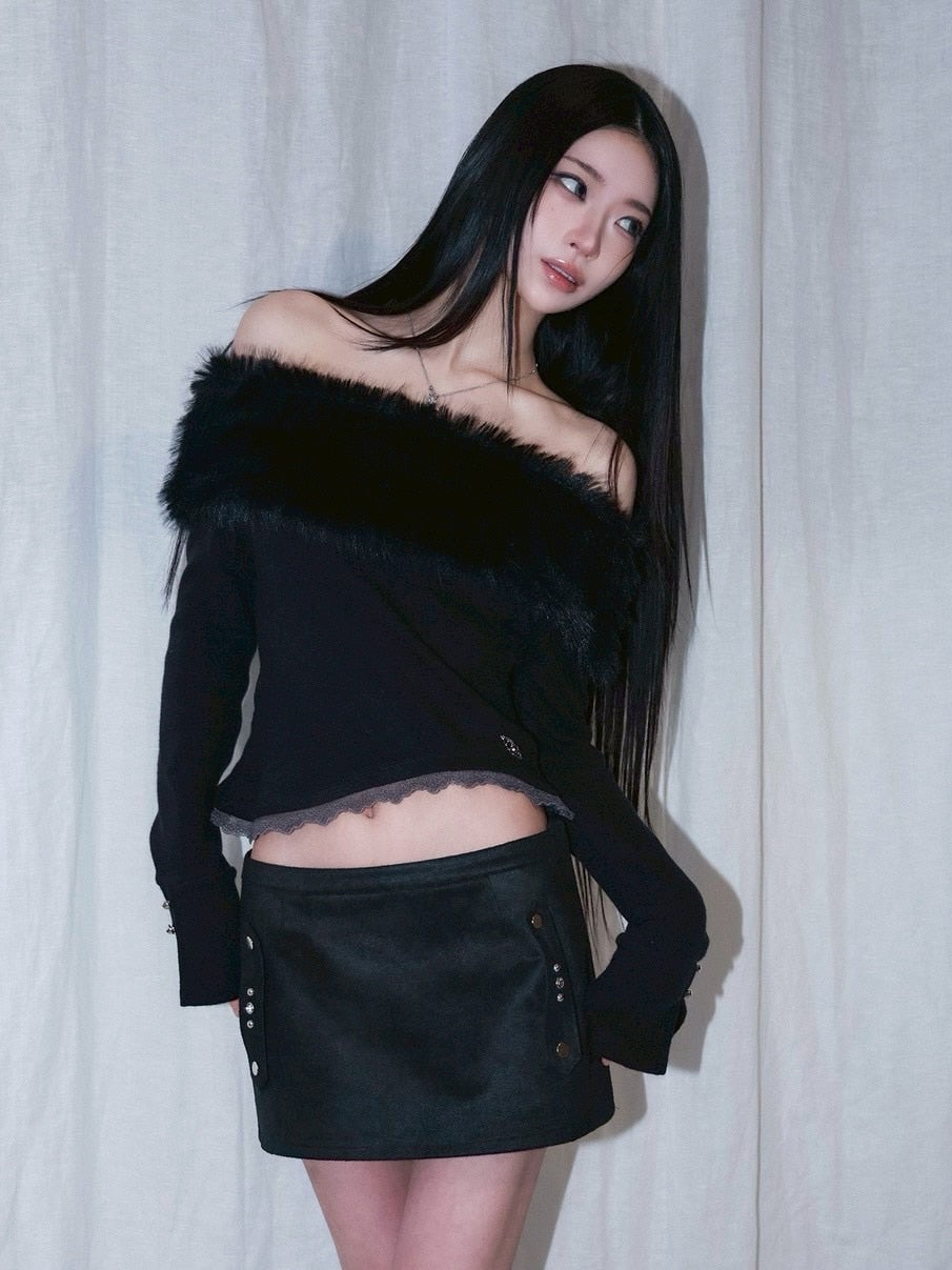 1/2 20:00発売【CHERRYQUIRI】bunny fluff off shoulder top