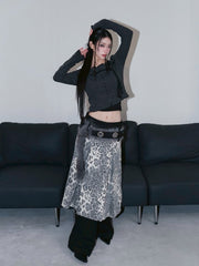 1/2 20;00発売【CHERRYQUIRI】leopard long pleats wrap sk