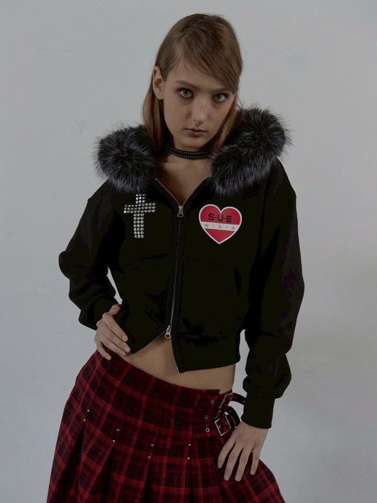 【SETUP‐EXE】FUR TRIMMING HOODED ZIP-UP / 【セットアップエグゼ】ファーフードジップアップパーカー