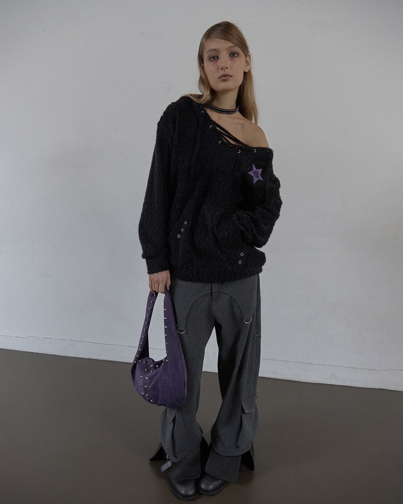 【SETUP‐EXE】HAIRY V-NECK HOODIE / 【セットアップエグゼ】Vネックシャギープルオーバーパーカー