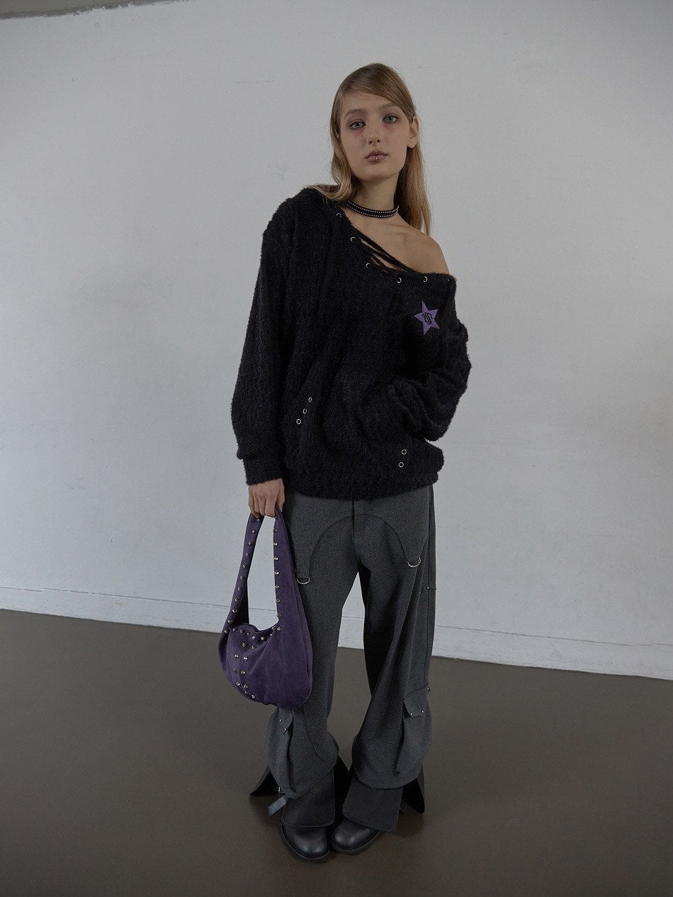 【SETUP‐EXE】HAIRY V-NECK HOODIE / 【セットアップエグゼ】Vネックシャギープルオーバーパーカー