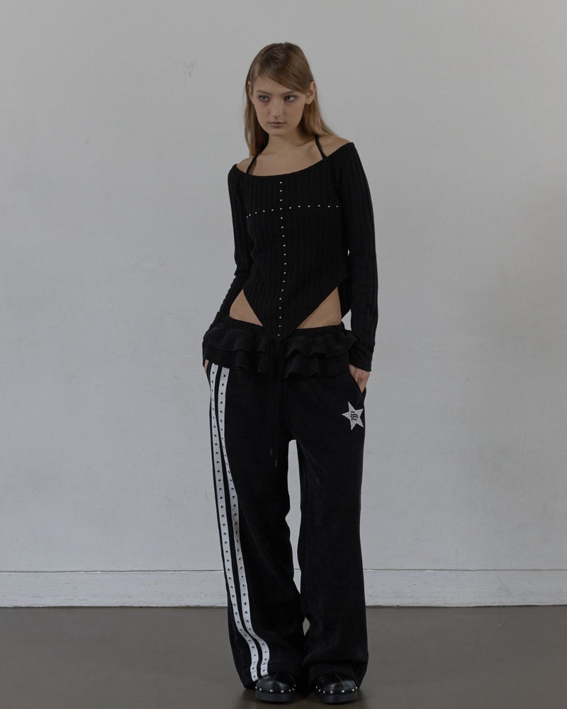 【SETUP‐EXE】WESTERN CROSS TOP / 【セットアップエグゼ】クロスオフショル長袖Tシャツ