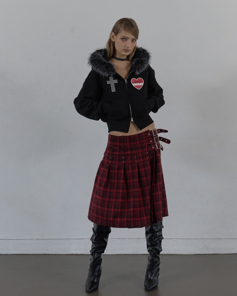 【SETUP‐EXE】CHECK BUCKLE WRAP SKIRT / 【セットアップエグゼ】ベルトチェックラップスカート