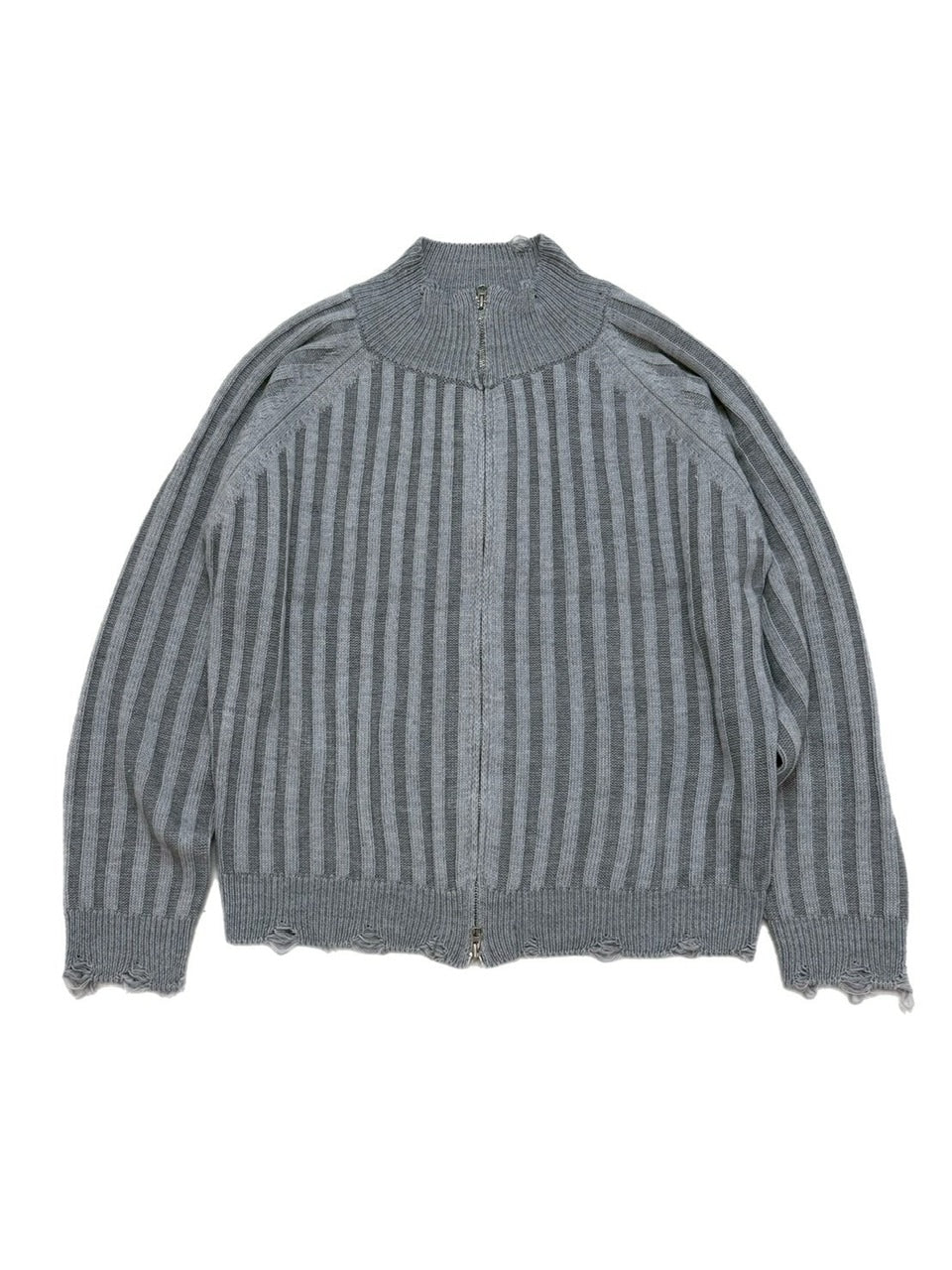 受注制【Chikashitsu +】contrast rib zip up knit / 【チカシツプラス】コントラストリブジップアップニット (2color)