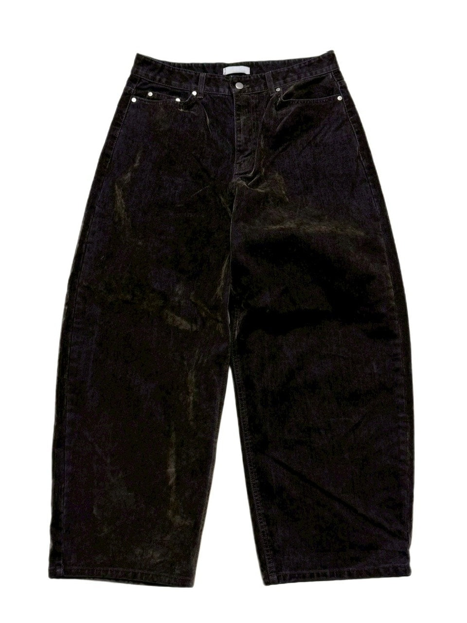 受注制【Chikashitsu +】velvet touch buggy denim pants / 【チカシツプラス】ベルベットタッチバギーデニムパンツ (2color)