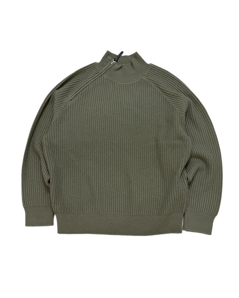 受注制【Chikashitsu +】shoulder zipper rib knit / 【チカシツプラス】ショルダージッパーリブニット (3color)