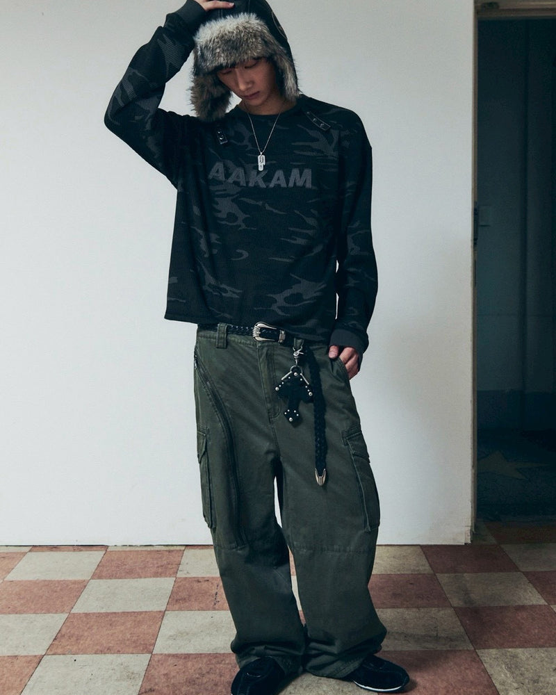 【AAKAM】Waffle Camouflage Long Sleeve