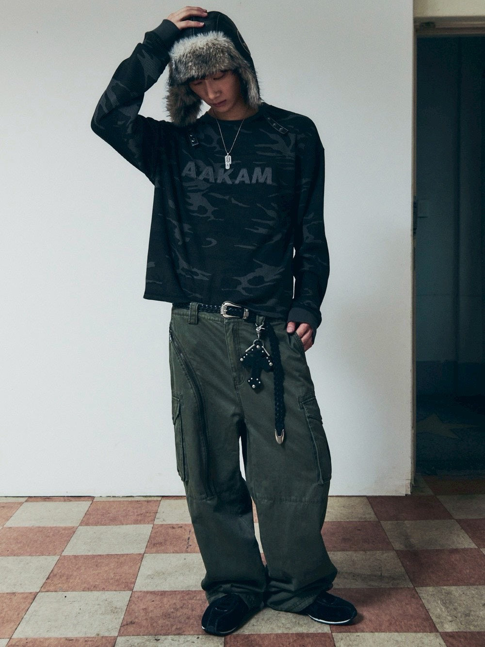 【AAKAM】Waffle Camouflage Long Sleeve