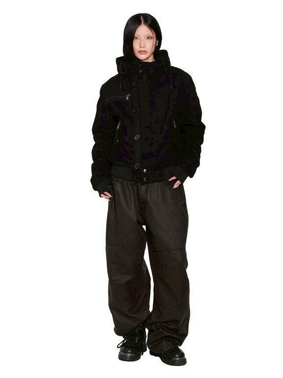 【AAKAM】Button Placket Cotton Ma-1 Jacket