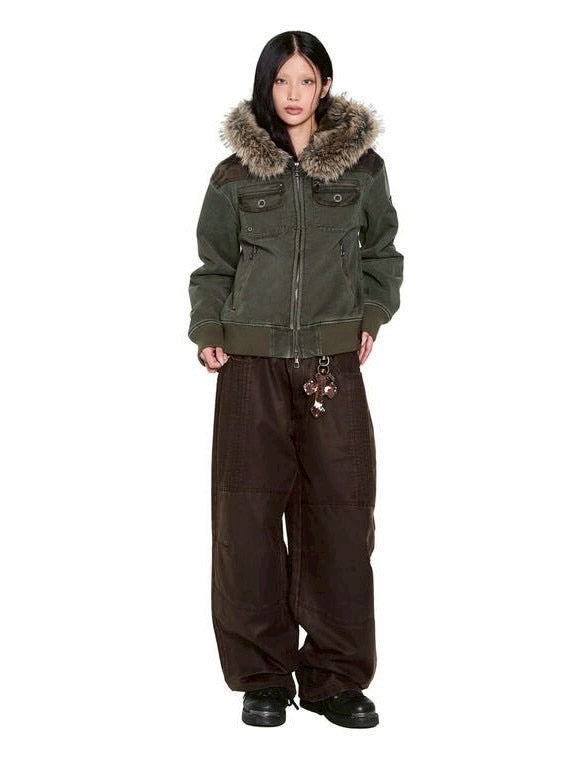 【AAKAM】Fur Camo Contrast Jacket