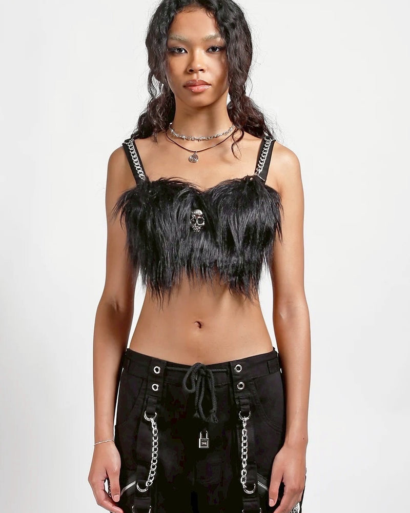 【TRIPP nyc】FURTASTIC BRA TOP[IO4887] / 【トリップ ニューヨーク 】スカルエンブレムファーブラトップ