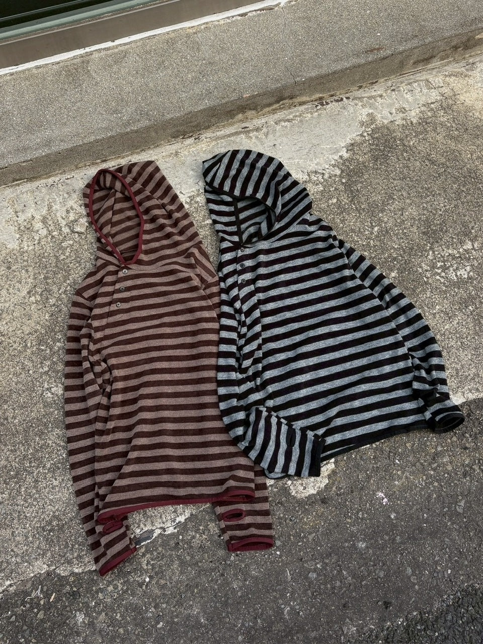 受注制【youll】asymmetry border henley hoodie (2color)