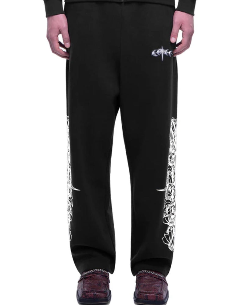 【The Boy Has No Patience】TBHNP LUMINOUS DAWN ASTRAL LOGO FLOCKED PANTS / 【ザボーイハズノーペーシェンス】アストラルロゴスウェットパンツ