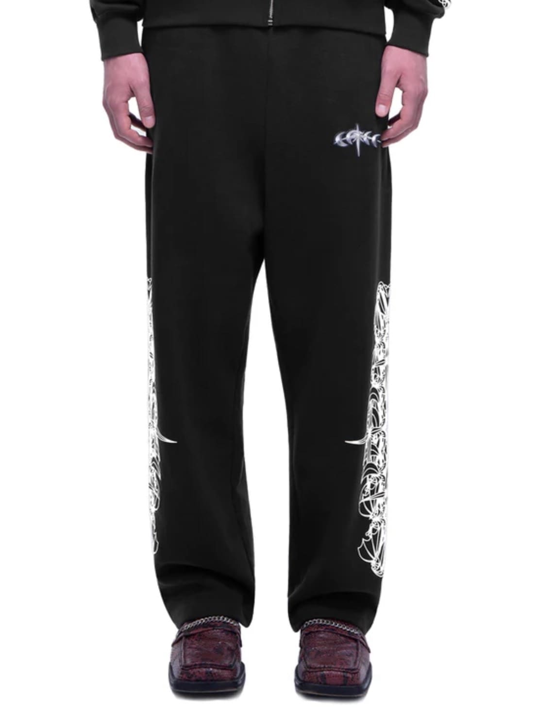 【The Boy Has No Patience】TBHNP LUMINOUS DAWN ASTRAL LOGO FLOCKED PANTS / 【ザボーイハズノーペーシェンス】アストラルロゴスウェットパンツ